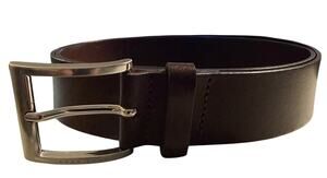 Hugo Boss Brown Genuine Leather Belt Silver Buckle Classic, Men's 33"-37"
